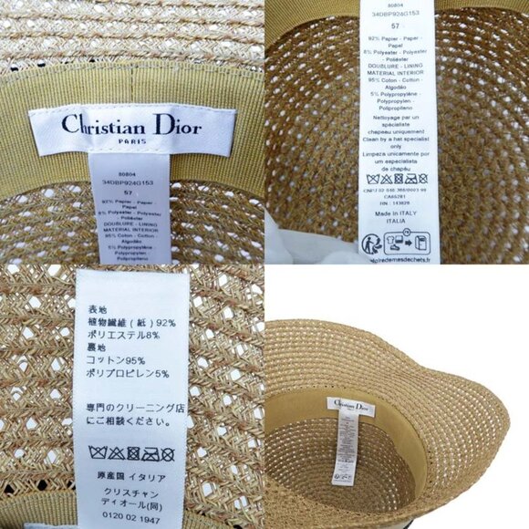 Dior D Bobby Wide Brim Hat 34 Dbp924 G153 Beige Black Size 57 Hat main image 3